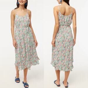 NWOT J.Crew Ruffle Midi Dress With Curved Hem Floral Size 10